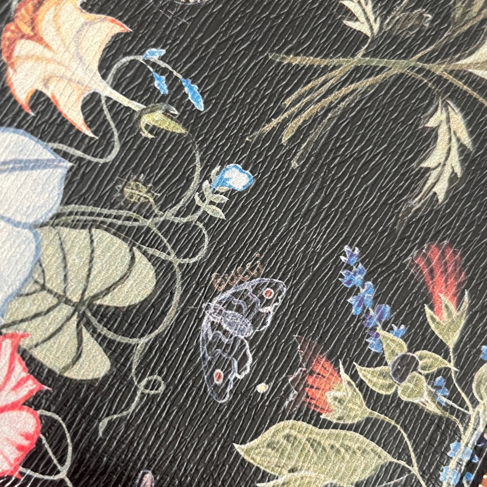 Gucci Black Leather Floral Multicolor Botanical Print Clutch - Picture 13 of 13